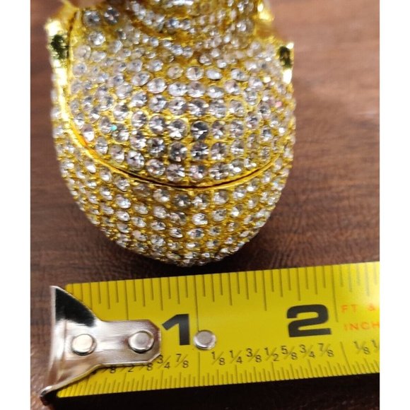 Golden Skull Trinket Jewelry Box with Stunning Rhinestone? Appx 2.75x2x2.5" - Picture 16 of 16